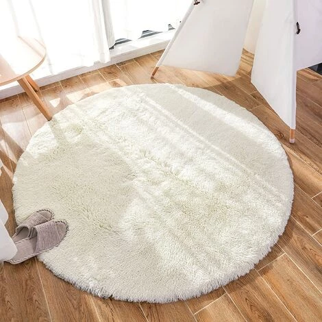 BEARSU Tapis Pour Le Salon,Tapis Moelleux D'intérieur Modernes En Velours Super Doux Et Moelleux Fluffy Soft Longhair Décoratif Coussin De Chaise Canapé Natte,Chambre Des Enfants(Blancs,100x100cm) 2 BEARSU Tapis Pour Le Salon,Tapis Moelleux D'intérieur Modernes En Velours Super Doux Et Moelleux Fluffy Soft Longhair Décoratif Coussin De Chaise Canapé Natte,Chambre Des Enfants(Blancs,100x100cm) – Image 2