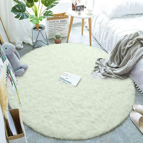BEARSU Tapis Pour Le Salon,Tapis Moelleux D'intérieur Modernes En Velours Super Doux Et Moelleux Fluffy Soft Longhair Décoratif Coussin De Chaise Canapé Natte,Chambre Des Enfants(Blancs,100x100cm) 5 BEARSU Tapis Pour Le Salon,Tapis Moelleux D'intérieur Modernes En Velours Super Doux Et Moelleux Fluffy Soft Longhair Décoratif Coussin De Chaise Canapé Natte,Chambre Des Enfants(Blancs,100x100cm) – Image 5