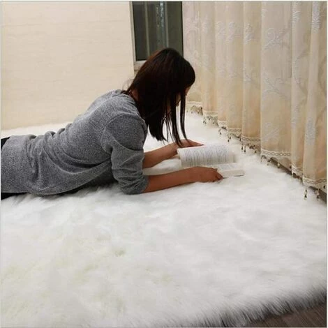 BEARSU Tapis Blanc,Tapis De Chambre En Peau De Mouton Artificielle,Tapis De Lit En Laine, Tapis En Peluche Pour Chaise Et Coussin De Canapé Tapis Rectangulaire (Blanc,60 X 90 CM) 5 BEARSU Tapis Blanc,Tapis De Chambre En Peau De Mouton Artificielle,Tapis De Lit En Laine, Tapis En Peluche Pour Chaise Et Coussin De Canapé Tapis Rectangulaire (Blanc,60 X 90 CM) – Image 5