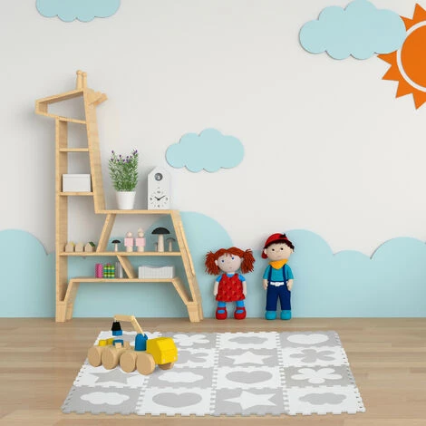 Relaxdays Tapis De Sol Puzzle 52 Pièces, Mousse EVA, Sans Polluants, 1,4 M2, Dalle Jeu Bébé, Diff Motifs, Gris/blanc 3 Relaxdays Tapis De Sol Puzzle 52 Pièces, Mousse EVA, Sans Polluants, 1,4 M2, Dalle Jeu Bébé, Diff Motifs, Gris/blanc – Image 3
