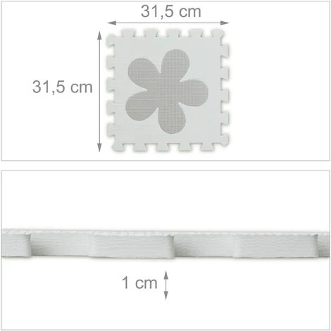 Relaxdays Tapis De Sol Puzzle 52 Pièces, Mousse EVA, Sans Polluants, 1,4 M2, Dalle Jeu Bébé, Diff Motifs, Gris/blanc 5 Relaxdays Tapis De Sol Puzzle 52 Pièces, Mousse EVA, Sans Polluants, 1,4 M2, Dalle Jeu Bébé, Diff Motifs, Gris/blanc – Image 5