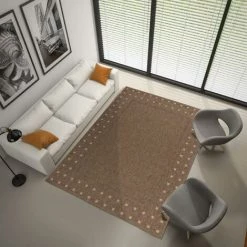 JADOREL Tapis Kilim 120x170 Cm Rectangulaire FINCAU 20 LL Marron Chambre Adapté Au Chauffage Par Le Sol - Marron