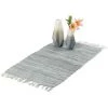Relaxdays Tapis à Franges, Coton, 50 X 80 Cm, Antidérapant, Tissé à La Main, Chambre, Salon, Couloir, Entrée, Gris