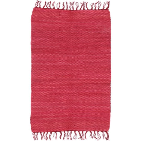 Relaxdays Tapis à Franges, 50 X 80 Cm, Coton, Tissé à La Main, Antidérapant, Lavable, Chambre, Salon, Entrée, Rouge 2 Relaxdays Tapis à Franges, 50 X 80 Cm, Coton, Tissé à La Main, Antidérapant, Lavable, Chambre, Salon, Entrée, Rouge – Image 2