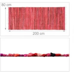 Relaxdays Tapis à Franges, 80 X 200 Cm, Coton, Tissé à La Main, Antidérapant, Salon, Entrée, Nuances De Couleurs, Rouge 9 Relaxdays Tapis à Franges, 80 X 200 Cm, Coton, Tissé à La Main, Antidérapant, Salon, Entrée, Nuances De Couleurs, Rouge -Tapis et paillasson Soldes 39030347 5