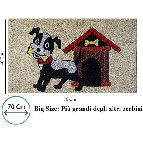 Baroni Home Paillasson D'extérieur En Coco Avec Base En PVC, Peint à La Main, Motif Chien Avec Os Et Niche, 70 X 40 X 2 Cm. Facile à Laver Et Ultra Résistant 2 Baroni Home Paillasson D'extérieur En Coco Avec Base En PVC, Peint à La Main, Motif Chien Avec Os Et Niche, 70 X 40 X 2 Cm. Facile à Laver Et Ultra Résistant – Image 2
