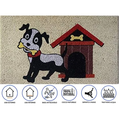 Baroni Home Paillasson D'extérieur En Coco Avec Base En PVC, Peint à La Main, Motif Chien Avec Os Et Niche, 70 X 40 X 2 Cm. Facile à Laver Et Ultra Résistant 3 Baroni Home Paillasson D'extérieur En Coco Avec Base En PVC, Peint à La Main, Motif Chien Avec Os Et Niche, 70 X 40 X 2 Cm. Facile à Laver Et Ultra Résistant – Image 3