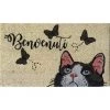 Baroni Home Paillasson Extérieur Coco, Revêtement De L'envers En PVC, Peint à La Main, Solide Et Nettoyage Facile, 70X40X2 Cm – Tapis à Motif Chaton Et Papillons Et Message « Benvenuti »