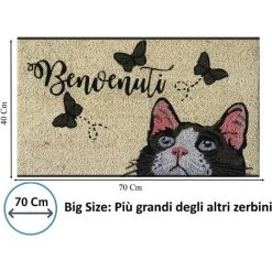 Baroni Home Paillasson Extérieur Coco, Revêtement De L'envers En PVC, Peint à La Main, Solide Et Nettoyage Facile, 70X40X2 Cm – Tapis à Motif Chaton Et Papillons Et Message « Benvenuti » 7 Baroni Home Paillasson Extérieur Coco, Revêtement De L'envers En PVC, Peint à La Main, Solide Et Nettoyage Facile, 70X40X2 Cm – Tapis à Motif Chaton Et Papillons Et Message « Benvenuti » -Tapis et paillasson Soldes 39176272 3