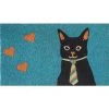 Baroni Home Paillasson Extérieur Coco, Revêtement De L'envers En PVC, Peint à La Main, Solide Et Nettoyage Facile, 70X40X2 Cm – Tapis à Motif Chat Noir Avec Cravate Et Cœurs