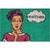 Baroni Home Paillasson Extérieur Coco, Revêtement De L'envers En PVC, Peint à La Main, Solide Et Nettoyage Facile, 60X40X2 Cm – Tapis à Motif Pop Art Welcome