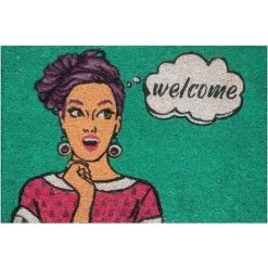 Baroni Home Paillasson Extérieur Coco, Revêtement De L'envers En PVC, Peint à La Main, Solide Et Nettoyage Facile, 60X40X2 Cm – Tapis à Motif Pop Art Welcome