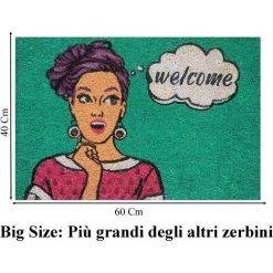 Baroni Home Paillasson Extérieur Coco, Revêtement De L'envers En PVC, Peint à La Main, Solide Et Nettoyage Facile, 60X40X2 Cm – Tapis à Motif Pop Art Welcome -Tapis et paillasson Soldes 39176495 3