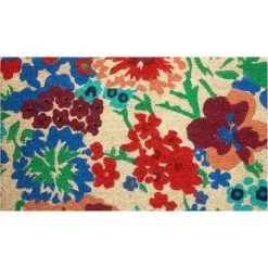Baroni Home Paillasson Extérieur Coco, Revêtement De L'envers En PVC, Peint à La Main, Solide Et Nettoyage Facile, 70X40X2 Cm – Tapis à Motif Fleurs Colorés