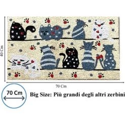 Baroni Home Paillasson D'extérieur En Coco Avec Base En PVC, Peint à La Main, Motif Chats à Rayures, 70 X 40 X 2 Cm. Facile à Laver Et Ultra Résistant 7 Baroni Home Paillasson D'extérieur En Coco Avec Base En PVC, Peint à La Main, Motif Chats à Rayures, 70 X 40 X 2 Cm. Facile à Laver Et Ultra Résistant -Tapis et paillasson Soldes 39176686 3
