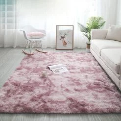 FREOSEN Tapis De Salon Shaggy 160 X 230cm En Peluche Rose Fibre De Polypropylène Souple Tapis Antidérapante Tapis De Chambre