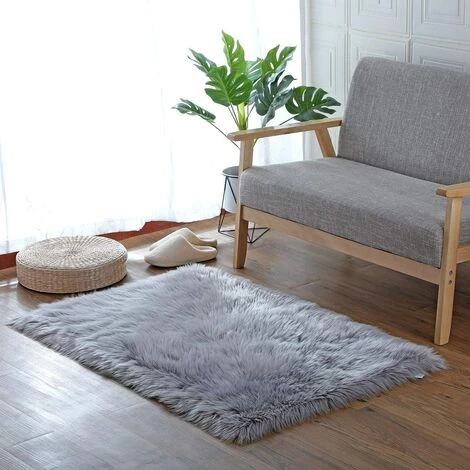 FREOSEN Tapis De Salon Ou Chambre - Peau De Mouton Synthétique - 60 X 150 Cm - Gris Acrylique 1 FREOSEN Tapis De Salon Ou Chambre - Peau De Mouton Synthétique - 60 X 150 Cm - Gris Acrylique