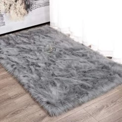 FREOSEN Tapis De Salon Ou Chambre - Peau De Mouton Synthétique - 60 X 150 Cm - Gris Acrylique 6 FREOSEN Tapis De Salon Ou Chambre - Peau De Mouton Synthétique - 60 X 150 Cm - Gris Acrylique -Tapis et paillasson Soldes 39299976 3