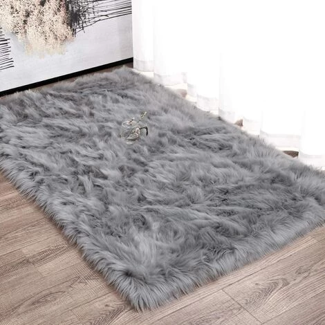 FREOSEN Tapis De Salon Ou Chambre - Peau De Mouton Synthétique - 60 X 150 Cm - Gris Acrylique 3 FREOSEN Tapis De Salon Ou Chambre - Peau De Mouton Synthétique - 60 X 150 Cm - Gris Acrylique – Image 3