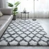 FREOSEN Tapis Salon Shaggy 160x230cm Blanc Avec Motif - Descente De Lit Tapis Poils Longs Tapis Doux Pour Salon Chambre Canapé