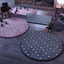 DOUCEUR D'INTÉRIEUR Tapis Rond Flanelle 90 Cm Phosphorescent Fluo Night Rose - Rose -Tapis et paillasson Soldes 39437437 3