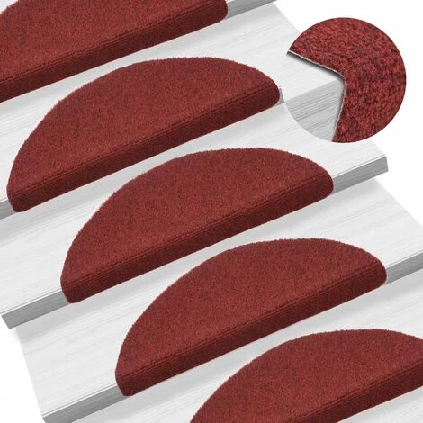VidaXL Tapis Autoadhésifs De Marches 5 Pcs Rouge 56x17x3 Cm Aiguilleté - Rouge 1 VidaXL Tapis Autoadhésifs De Marches 5 Pcs Rouge 56x17x3 Cm Aiguilleté - Rouge