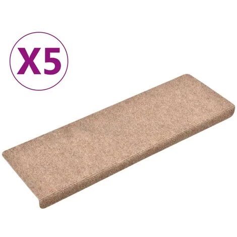 VidaXL Tapis De Marches D'escalier 5 Pcs Marron 65x25 Cm Aiguilleté - Brun 2 VidaXL Tapis De Marches D'escalier 5 Pcs Marron 65x25 Cm Aiguilleté - Brun – Image 2