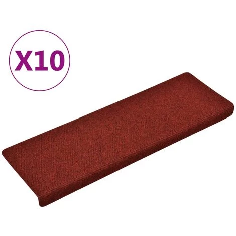 VidaXL Tapis De Marches D'escalier 10 Pcs Bordeaux 65x25 Cm Aiguilleté - Rouge 2 VidaXL Tapis De Marches D'escalier 10 Pcs Bordeaux 65x25 Cm Aiguilleté - Rouge – Image 2