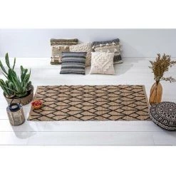 ATMOSPHERA, CRÉATEUR D'INTÉRIEUR Tapis Jute 70x140 Géométrique Noir - Beige -Tapis et paillasson Soldes 39657507 3