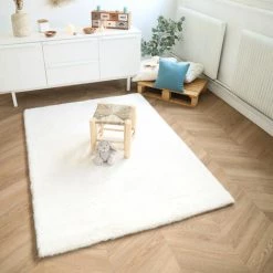 DÉCOWEB Tapis Doux En Fausse Fourrure - Silky - Lapin Crème - 140 X 200 Cm