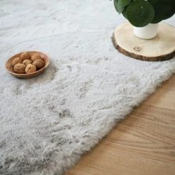 DÉCOWEB Tapis Doux En Fausse Fourrure - Silky - Lapin Gris - 60 X 115 Cm -Tapis et paillasson Soldes 39695265 4