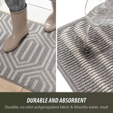 BETTERLIFE Color&Geometry Tapis De Porte Antidérapant, 48 X 78 Cm Paillasson Doux Lavable En Machine Tapis D'entrée Pour Intérieur, Extérieur, Salon, Cour, Porte Arrière Avant - Gris 3 BETTERLIFE Color&Geometry Tapis De Porte Antidérapant, 48 X 78 Cm Paillasson Doux Lavable En Machine Tapis D'entrée Pour Intérieur, Extérieur, Salon, Cour, Porte Arrière Avant - Gris – Image 3
