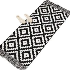 BETTERLIFE Paillasson Antidérapant, Tapis De Porte | Lavable En Machine | Absorbant Et Résistant | Tapis Pour Intérieur, Extérieur, Entrée, Escaliers, Couloir, Cour - 60 X 130 Cm|noir Et Blanc