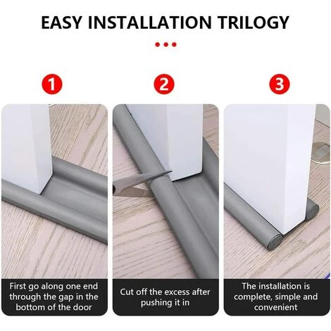 BETTERLIFE 1PCS Bas De Porte Double Isolant,Boudin De Porte Stop Froid,Bas De Porte Isolant Double Boudin,Joint De Porte Protection Contre Courants D'air Anti Bruit,Anti-insectes (1PCS, Gris) 4 BETTERLIFE 1PCS Bas De Porte Double Isolant,Boudin De Porte Stop Froid,Bas De Porte Isolant Double Boudin,Joint De Porte Protection Contre Courants D'air Anti Bruit,Anti-insectes (1PCS, Gris) – Image 4