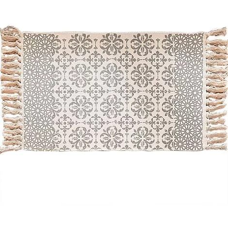 BEARSU Tapis En Coton, Tapis Décoratif Lavable Tissé Avec Pompon, Tapis De Sol Ethnique Chic à Franges Pour Cuisine, Salon, Chambre, Buanderie 60x90 Cm E 2 BEARSU Tapis En Coton, Tapis Décoratif Lavable Tissé Avec Pompon, Tapis De Sol Ethnique Chic à Franges Pour Cuisine, Salon, Chambre, Buanderie 60x90 Cm E – Image 2