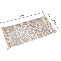 BEARSU Tapis En Coton, Tapis Décoratif Lavable Tissé Avec Pompon, Tapis De Sol Ethnique Chic à Franges Pour Cuisine, Salon, Chambre, Buanderie 60x90 Cm E 8 BEARSU Tapis En Coton, Tapis Décoratif Lavable Tissé Avec Pompon, Tapis De Sol Ethnique Chic à Franges Pour Cuisine, Salon, Chambre, Buanderie 60x90 Cm E -Tapis et paillasson Soldes 40002209 4