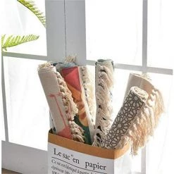 BEARSU Tapis En Coton, Tapis Décoratif Lavable Tissé Avec Pompon, Tapis De Sol Ethnique Chic à Franges Pour Cuisine, Salon, Chambre, Buanderie 60x90 Cm E 9 BEARSU Tapis En Coton, Tapis Décoratif Lavable Tissé Avec Pompon, Tapis De Sol Ethnique Chic à Franges Pour Cuisine, Salon, Chambre, Buanderie 60x90 Cm E -Tapis et paillasson Soldes 40002209 5