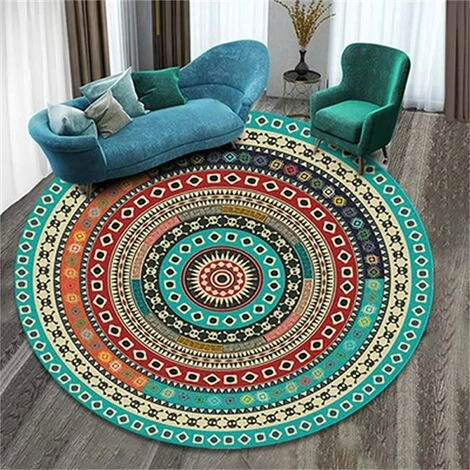 BEARSU Tapis De Sol Doux Antidérapant Rond De Style Ethnique Imprimé Tapis De Café D'Hôtel Tapis De Salon Chambre Tapis 80x80cm B 1 BEARSU Tapis De Sol Doux Antidérapant Rond De Style Ethnique Imprimé Tapis De Café D'Hôtel Tapis De Salon Chambre Tapis 80x80cm B