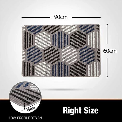 ALMI Paillasson Intérieur Antidérapant, Tapis Entrée Intérieur Doux, Absorbant Et Lavable, Tapis De Porte Pour Intérieur, Extérieur, Chambre, Cuisine, Entrée, Couloir -- 60 X 90 Cm, Gris 2 ALMI Paillasson Intérieur Antidérapant, Tapis Entrée Intérieur Doux, Absorbant Et Lavable, Tapis De Porte Pour Intérieur, Extérieur, Chambre, Cuisine, Entrée, Couloir -- 60 X 90 Cm, Gris – Image 2