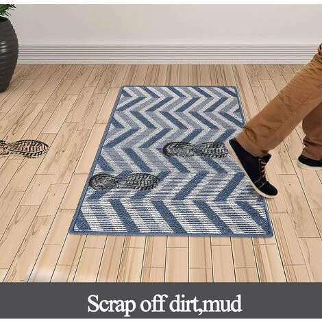 ALMI Paillasson Tapis De Porte D'entrée Grand, Intérieur Absorbant En Caoutchouc Antidérapant Pour Garage, Patio, Zone à Commerces, 80X120CM (Triangle Géométrique Gris) 2 ALMI Paillasson Tapis De Porte D'entrée Grand, Intérieur Absorbant En Caoutchouc Antidérapant Pour Garage, Patio, Zone à Commerces, 80X120CM (Triangle Géométrique Gris) – Image 2