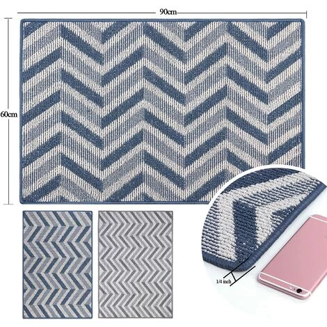 ALMI Paillasson Tapis De Porte D'entrée Grand, Intérieur Absorbant En Caoutchouc Antidérapant Pour Garage, Patio, Zone à Commerces, 80X120CM (Triangle Géométrique Gris) 3 ALMI Paillasson Tapis De Porte D'entrée Grand, Intérieur Absorbant En Caoutchouc Antidérapant Pour Garage, Patio, Zone à Commerces, 80X120CM (Triangle Géométrique Gris) – Image 3