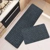 ALMI Tapis Pour Devant Evier, Lot De 2 Tapis Cuisine Antidérapant, Conception De Rainure, Absorbant Tapis De Porte Entrée, Moderne Paillasson Gris 40 * 60+40 * 120 Cm