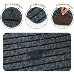 ALMI Tapis Pour Devant Evier, Lot De 2 Tapis Cuisine Antidérapant, Conception De Rainure, Absorbant Tapis De Porte Entrée, Moderne Paillasson Gris 40 * 60+40 * 120 Cm 8 ALMI Tapis Pour Devant Evier, Lot De 2 Tapis Cuisine Antidérapant, Conception De Rainure, Absorbant Tapis De Porte Entrée, Moderne Paillasson Gris 40 * 60+40 * 120 Cm -Tapis et paillasson Soldes 40154109 4