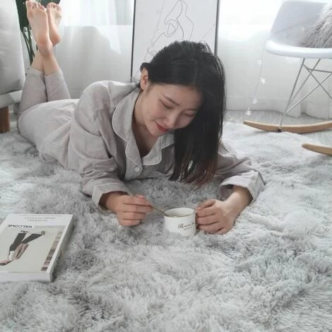 FREOSEN Tapis De Salon Shaggy 160 X 230cm En Peluche Gris Fibre De Polypropylène Souple Tapis Antidérapante 3 FREOSEN Tapis De Salon Shaggy 160 X 230cm En Peluche Gris Fibre De Polypropylène Souple Tapis Antidérapante – Image 3