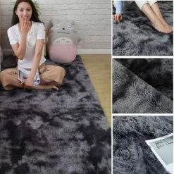 FREOSEN Tapis De Salon Shaggy 160 X 230cm En Peluche Gris Foncé Fibre De Polypropylène Souple Tapis Antidérapante -Tapis et paillasson Soldes 40296691 3