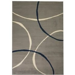 HAPPYSHOPPING Tapis Moderne Design De Cercles 80 X 150 Cm Gris