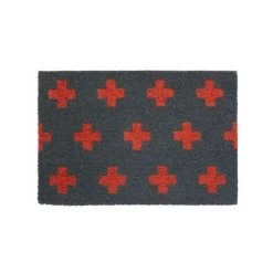 WADIGA Paillasson En Coco Gris Et Orange Croix - Gris