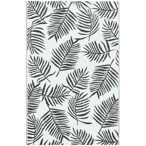 HAPPYSHOPPING Tapis D'exterieur Blanc Et Noir 80x150 Cm PP 2 HAPPYSHOPPING Tapis D'exterieur Blanc Et Noir 80x150 Cm PP – Image 2