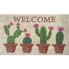 Baroni Home Paillasson Extérieur Coco, Revêtement De L'envers En PVC, Peint à La Main, Solide Et Nettoyage Facile, 70X40X2 Cm – Tapis à Motif Floraison De Cactus Avec Message « Welcome »
