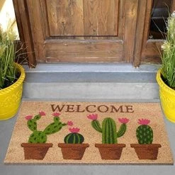 Baroni Home Paillasson Extérieur Coco, Revêtement De L'envers En PVC, Peint à La Main, Solide Et Nettoyage Facile, 70X40X2 Cm – Tapis à Motif Floraison De Cactus Avec Message « Welcome » 6 Baroni Home Paillasson Extérieur Coco, Revêtement De L'envers En PVC, Peint à La Main, Solide Et Nettoyage Facile, 70X40X2 Cm – Tapis à Motif Floraison De Cactus Avec Message « Welcome » -Tapis et paillasson Soldes 40723431 3